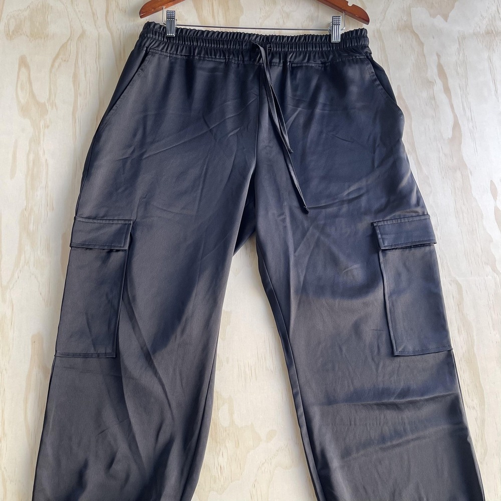 Andrew Marc Jogger Pants Mens XL Black Cargo Elastic Waist Tapered Leg